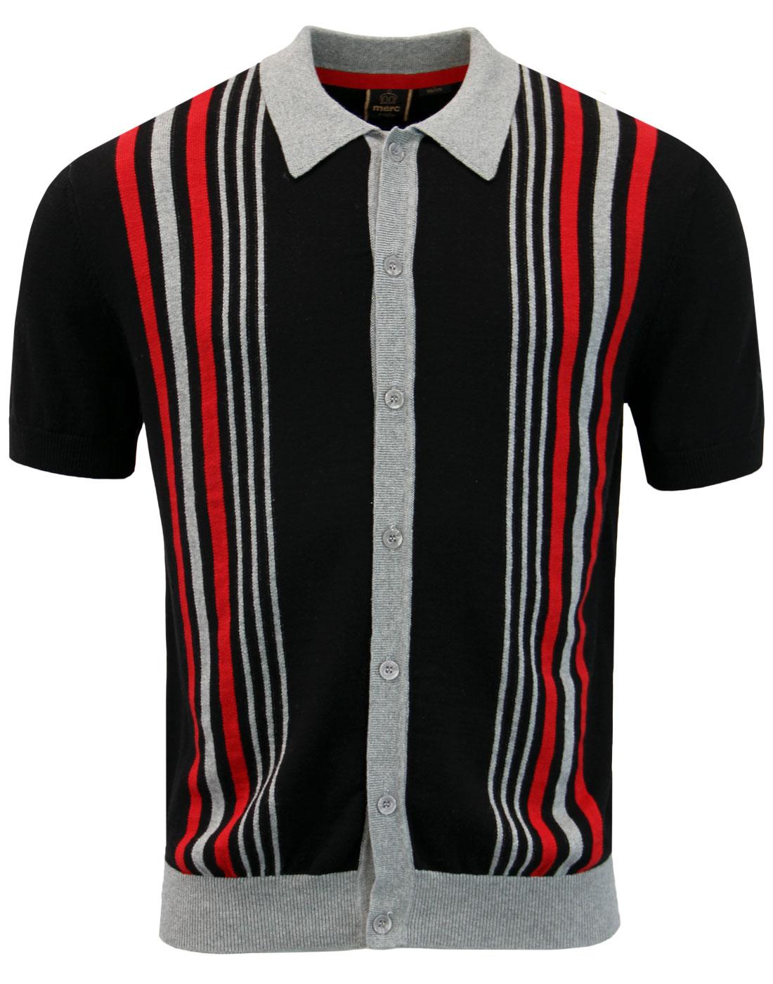 Nutley MERC Mod Stripe Knit Polo Cardigan BLACK