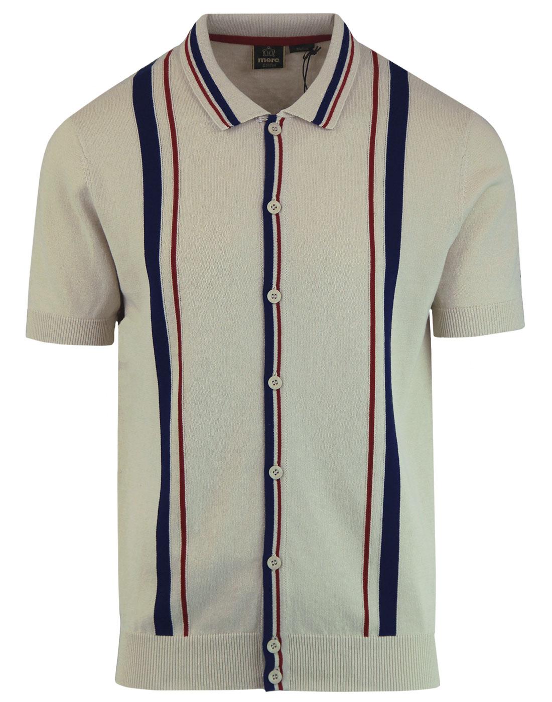 MERC Pilot Retro 1960s Mod Vertical Stripe Knitted Polo Shirt