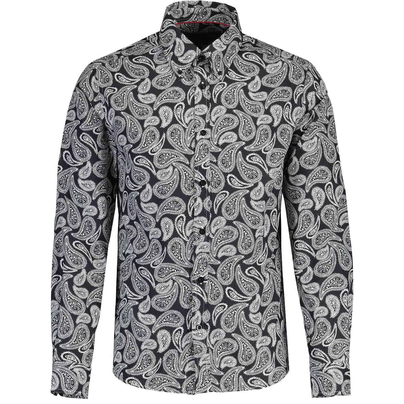 Ralph Merc London Monochrome Paisley Print Shirt B