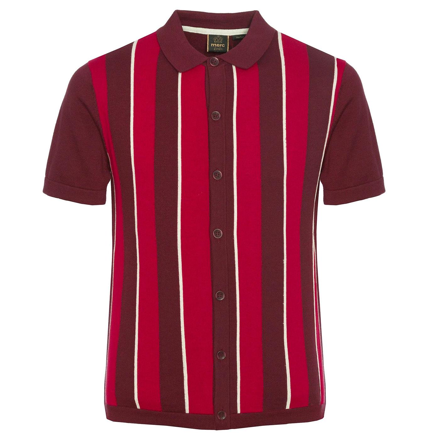Ravendale MERC Retro 50s Striped Knitted Shirt in Mahogany