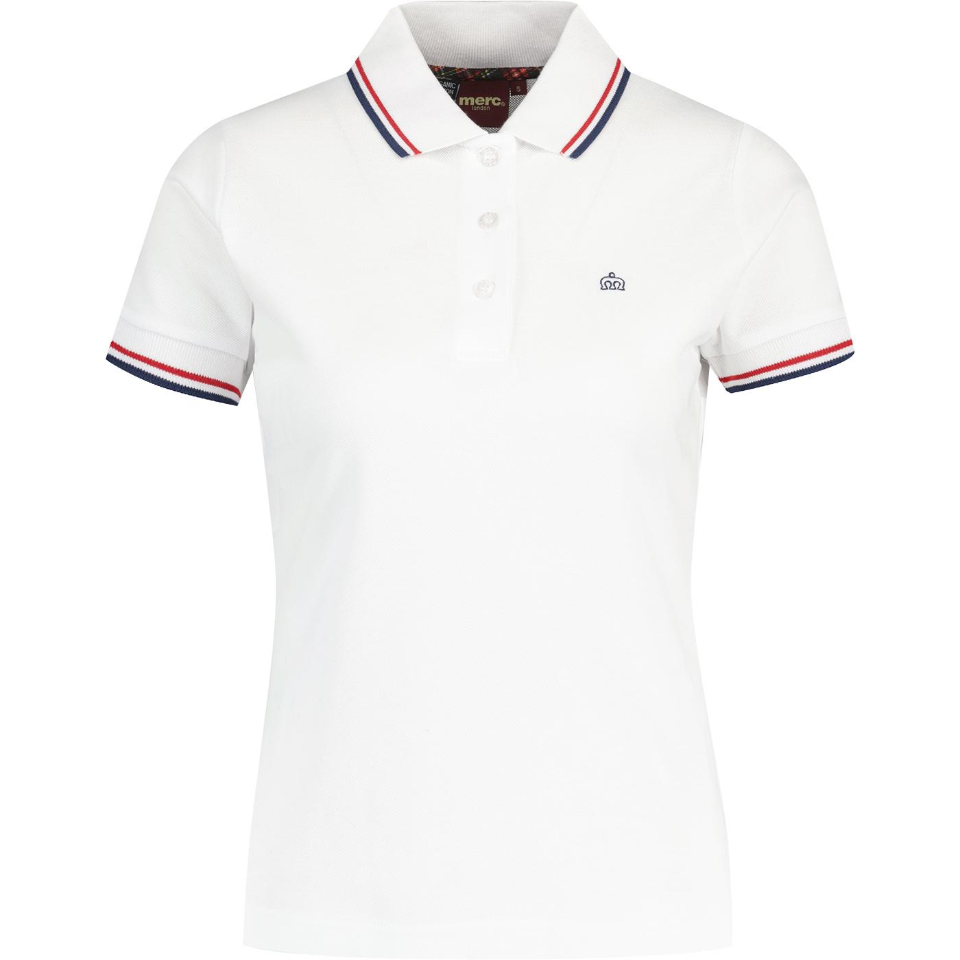 Rita MERC Retro Mod Tipped Pique Polo Shirt WHITE