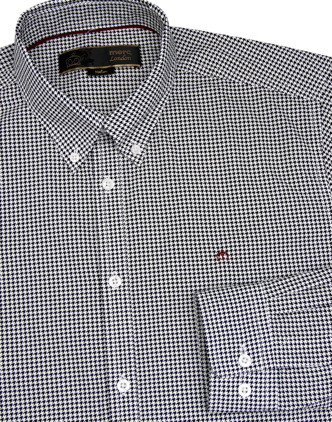 MERC 'Shooter' Men's Retro Ska Mod Dogtooth Shirt in Black