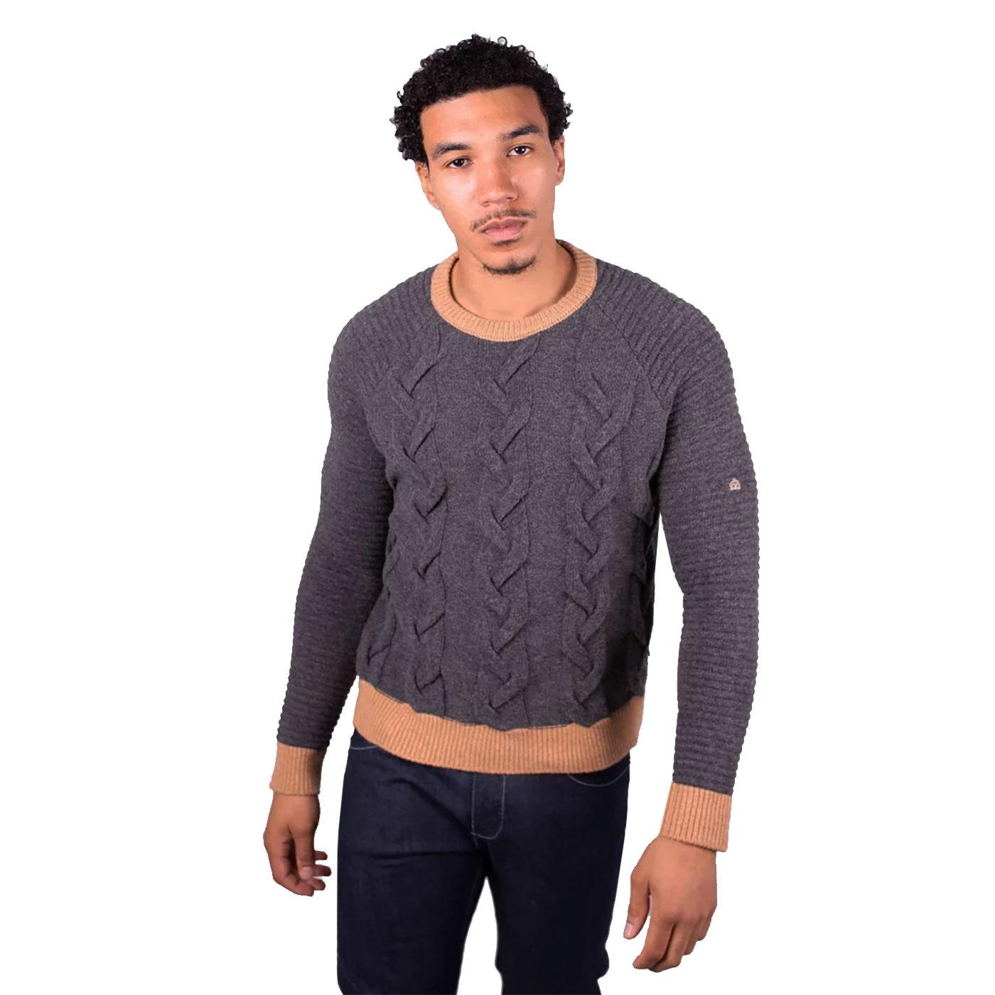 MERC LONDON 'Spalding' Chunky Cable Knit Jumper Charcoal