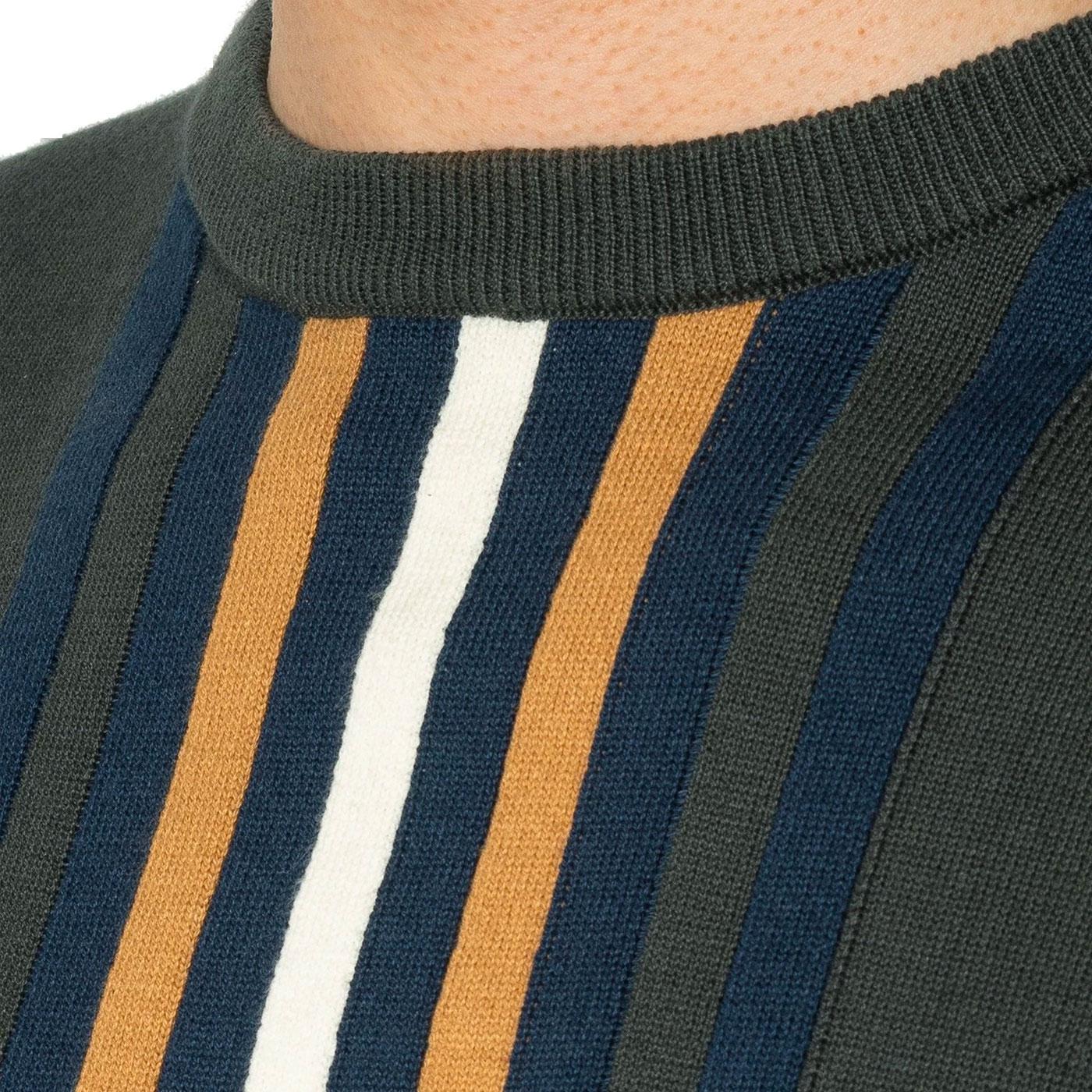 MERC Woburn Retro Men's Stripe Front Knit Jumper