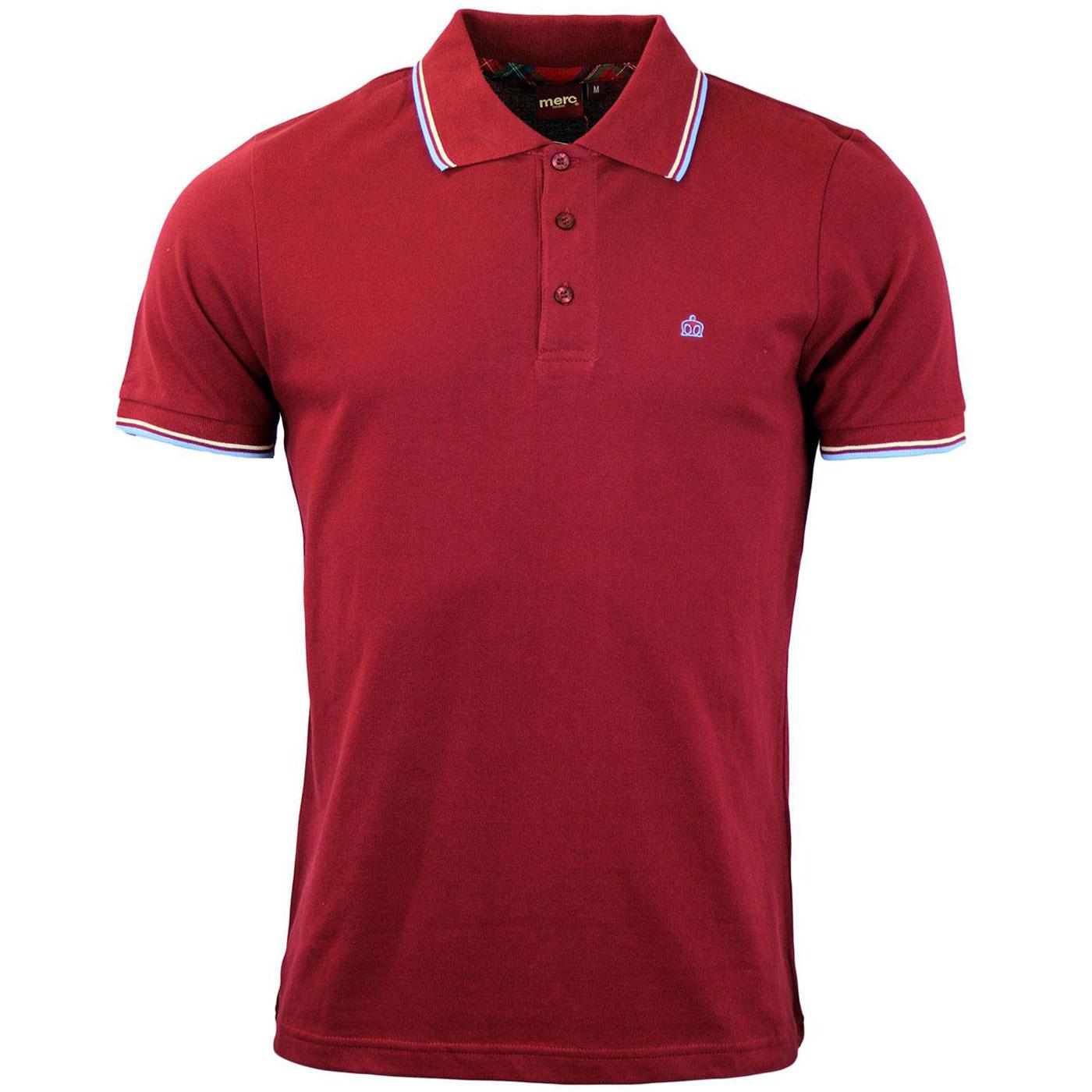 Card MERC Mod Retro Mens Tipped Pique Polo -Claret