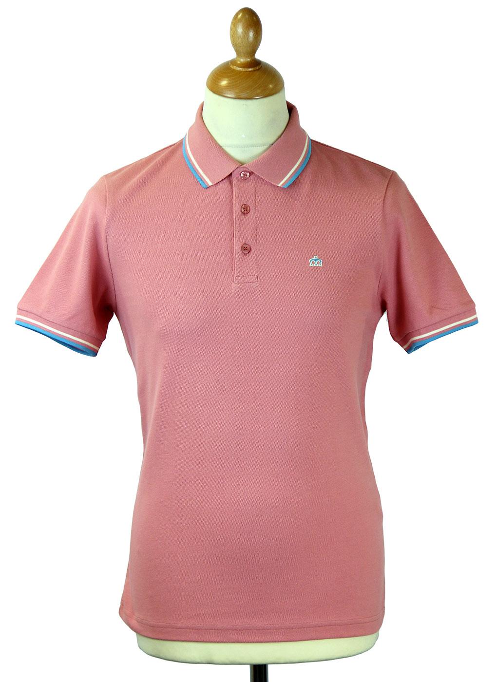 Card MERC Mod Retro Mens Tipped Pique Polo Shirt in Pink