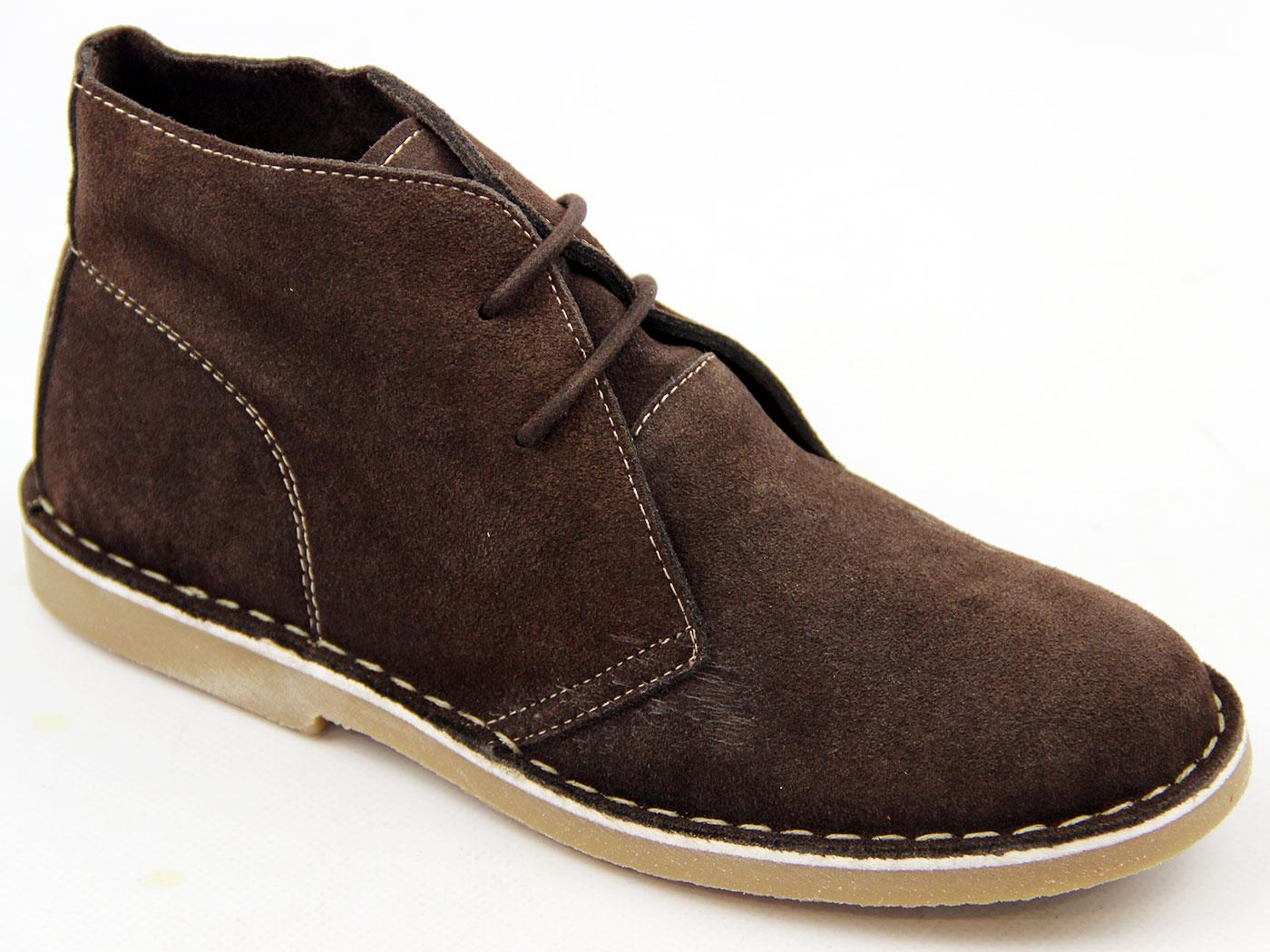 LACEYS Crosby Womens Retro 60s Mod Suede Desert Boots Brown