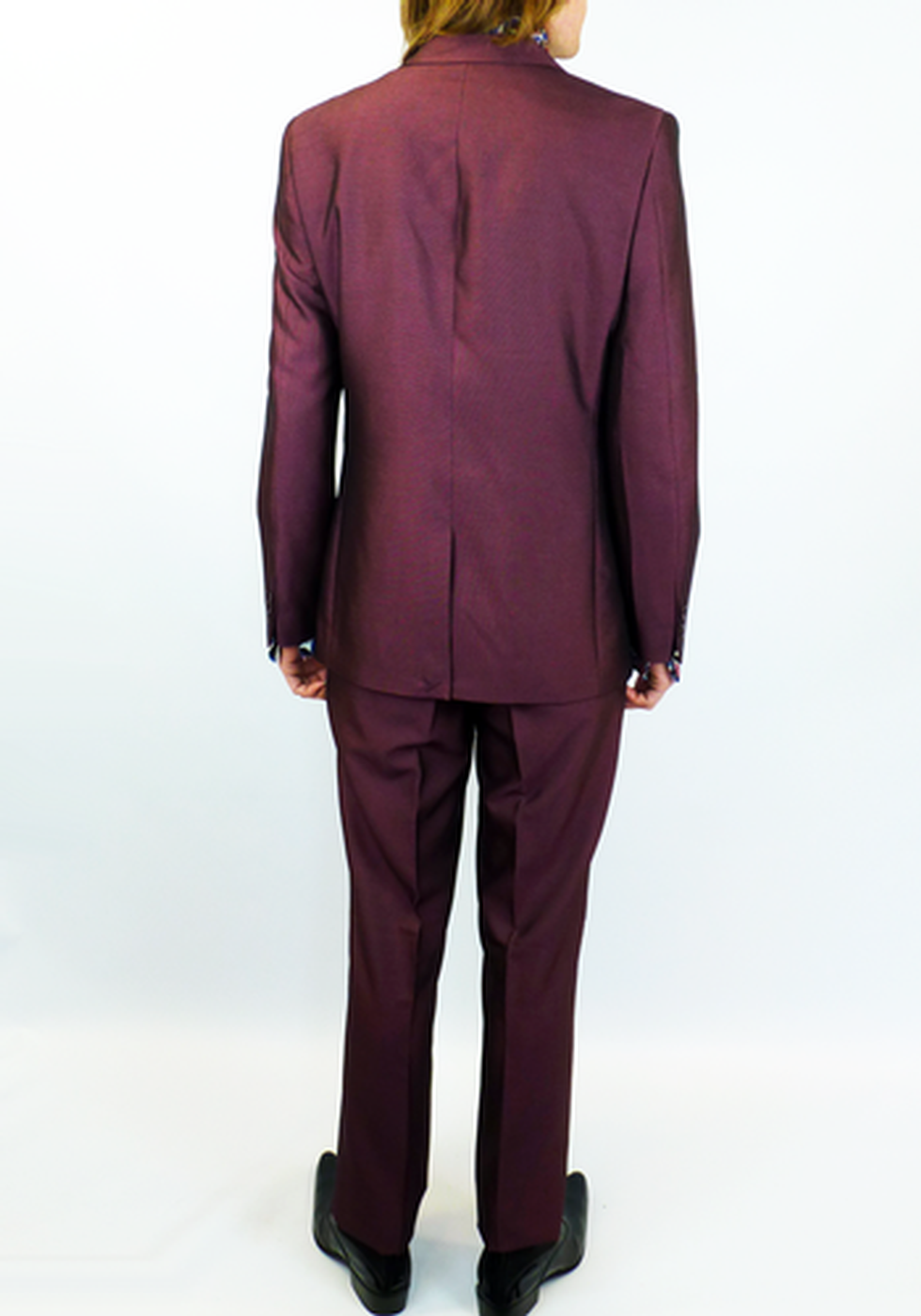 Merc Sixties Mod 3 Button 'Gin' Tonic Suit in Wine tonic.