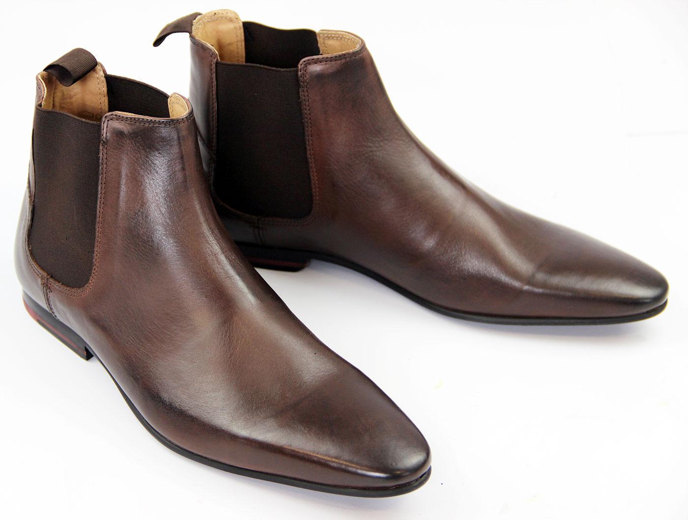 MERC Kensington Retro 60s Mod Chelsea Boots Drak Brown