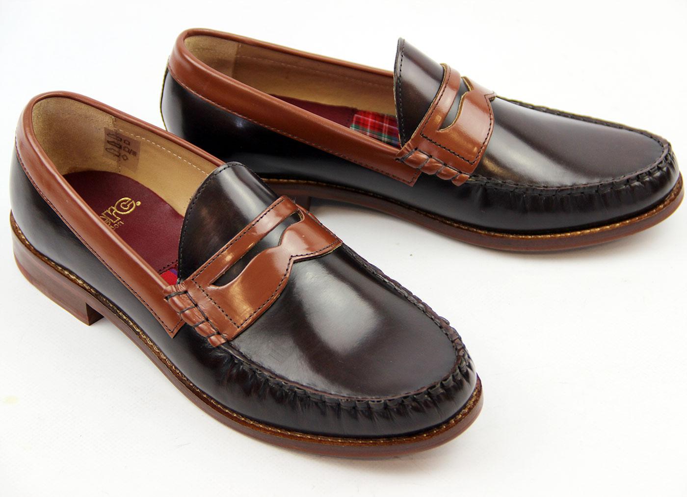 MERC Soho II Retro 60s Mod 2-Tone Leather Loafer Shoes Brown