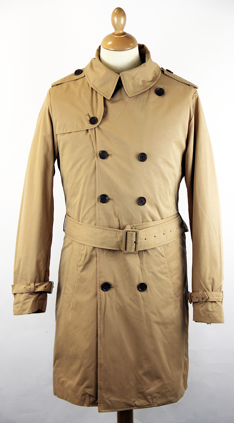 MERC Mulligan Retro 60s Mod Military Waxed Trench Coat Taupe