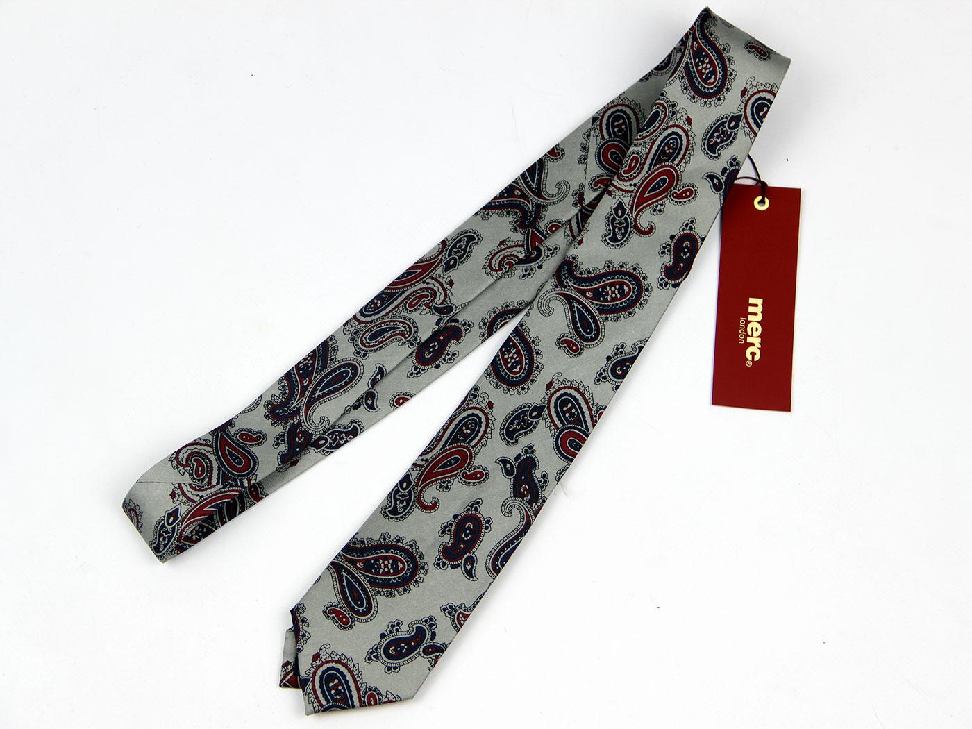 Welling MERC Retro 60s Mod Silk Paisley Tie (ASH)