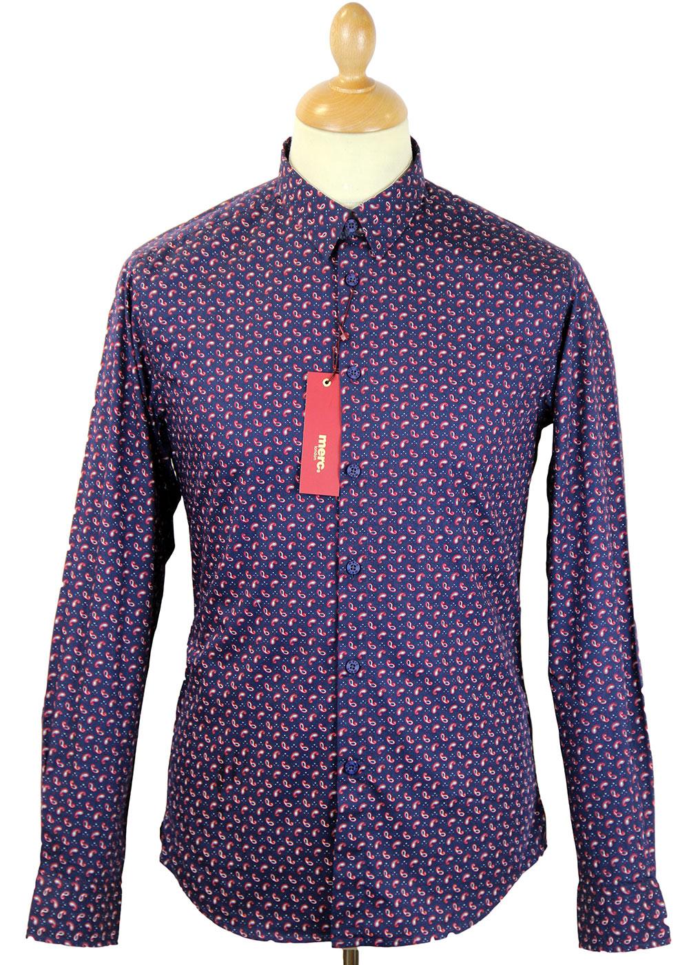 MERC Skipton Retro Sixties Mod Small Paisley Point Collar Shirt
