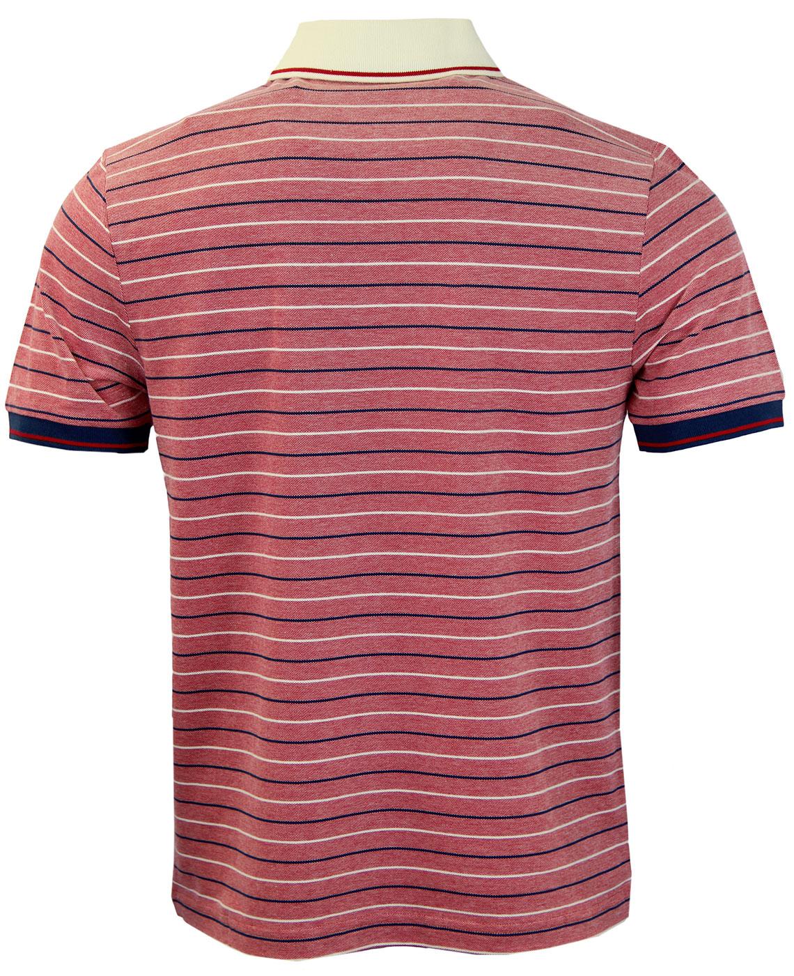 MERC Jensen Rtero Indie Mod Stripe Marl Pique Polo Shirt in Red