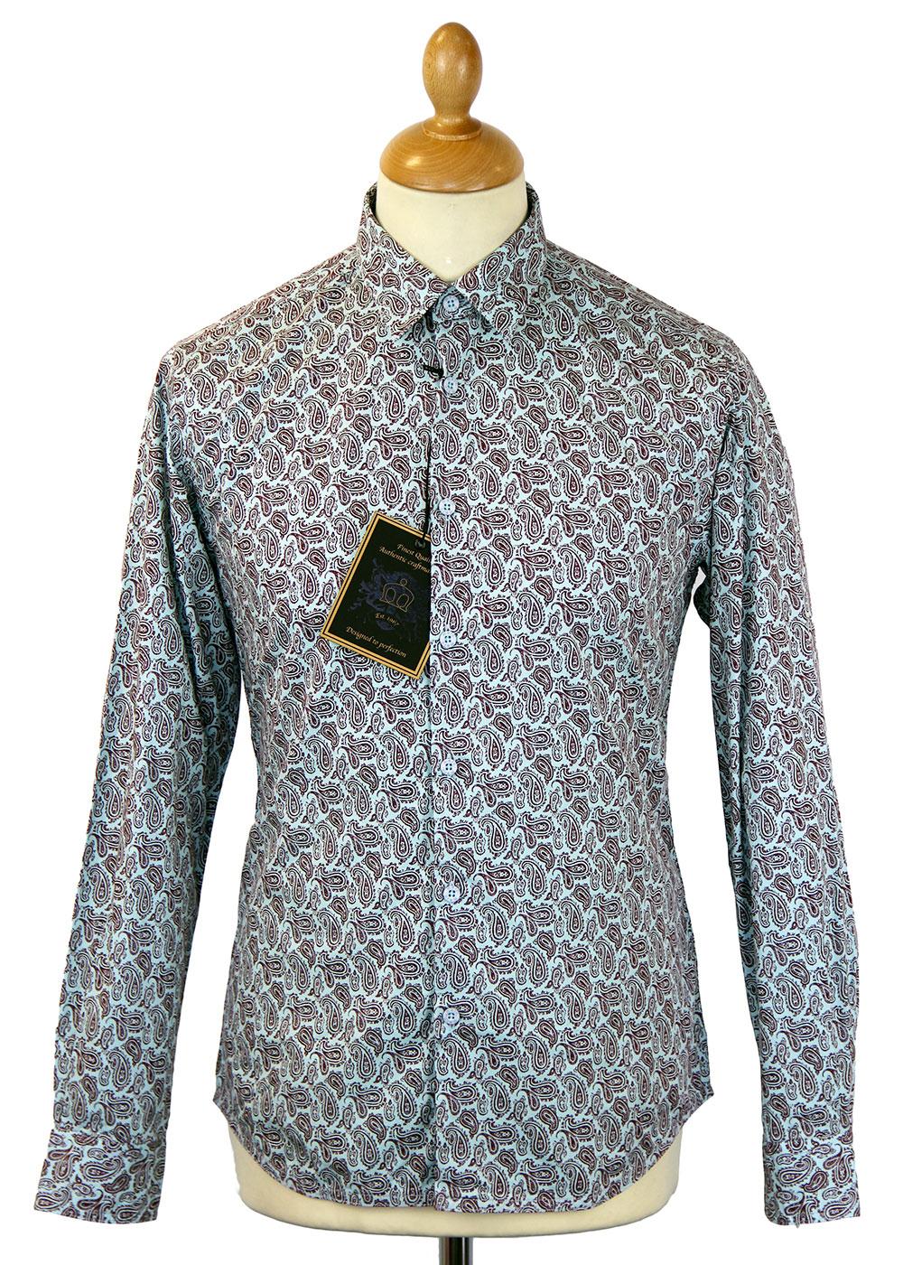 York MERC Retro 60s Mod Monotone Paisley Shirt (S)