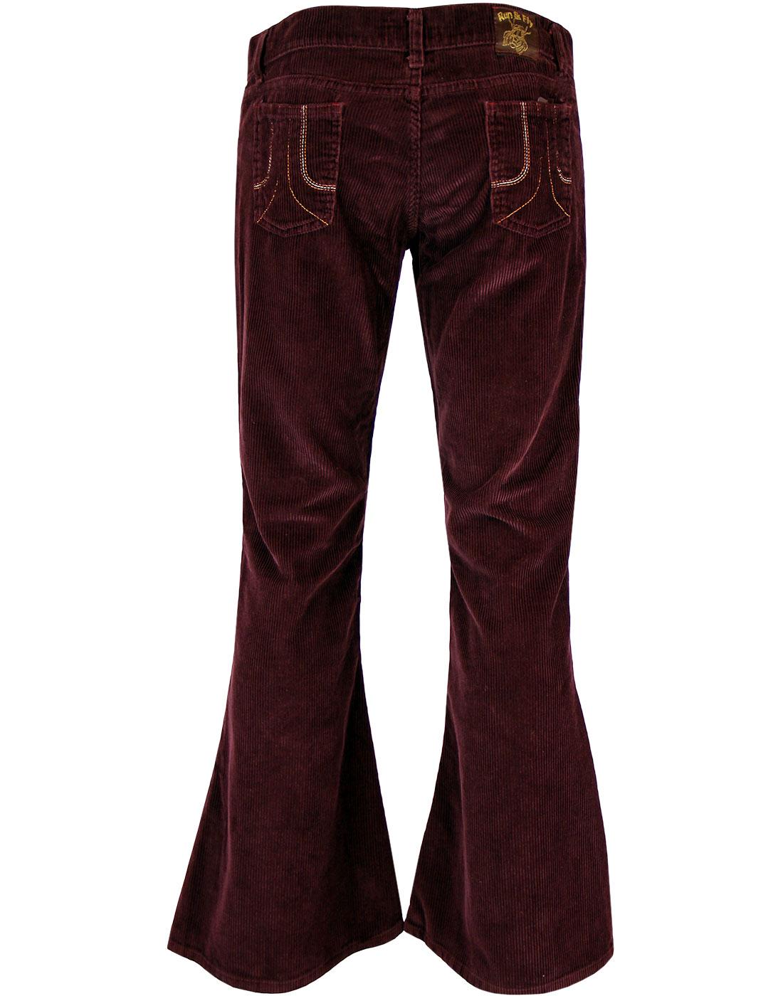 'Merlot Flares' Retro Sixties Seventies Flared Cords in Burgundy