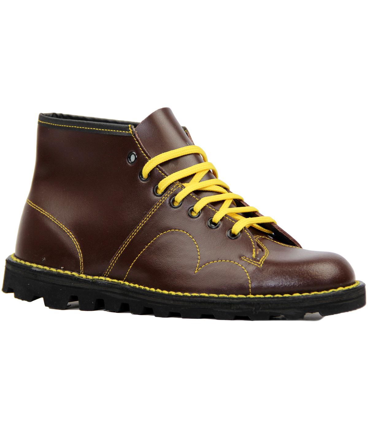 Wine Smooth Leather Monkey Boots 