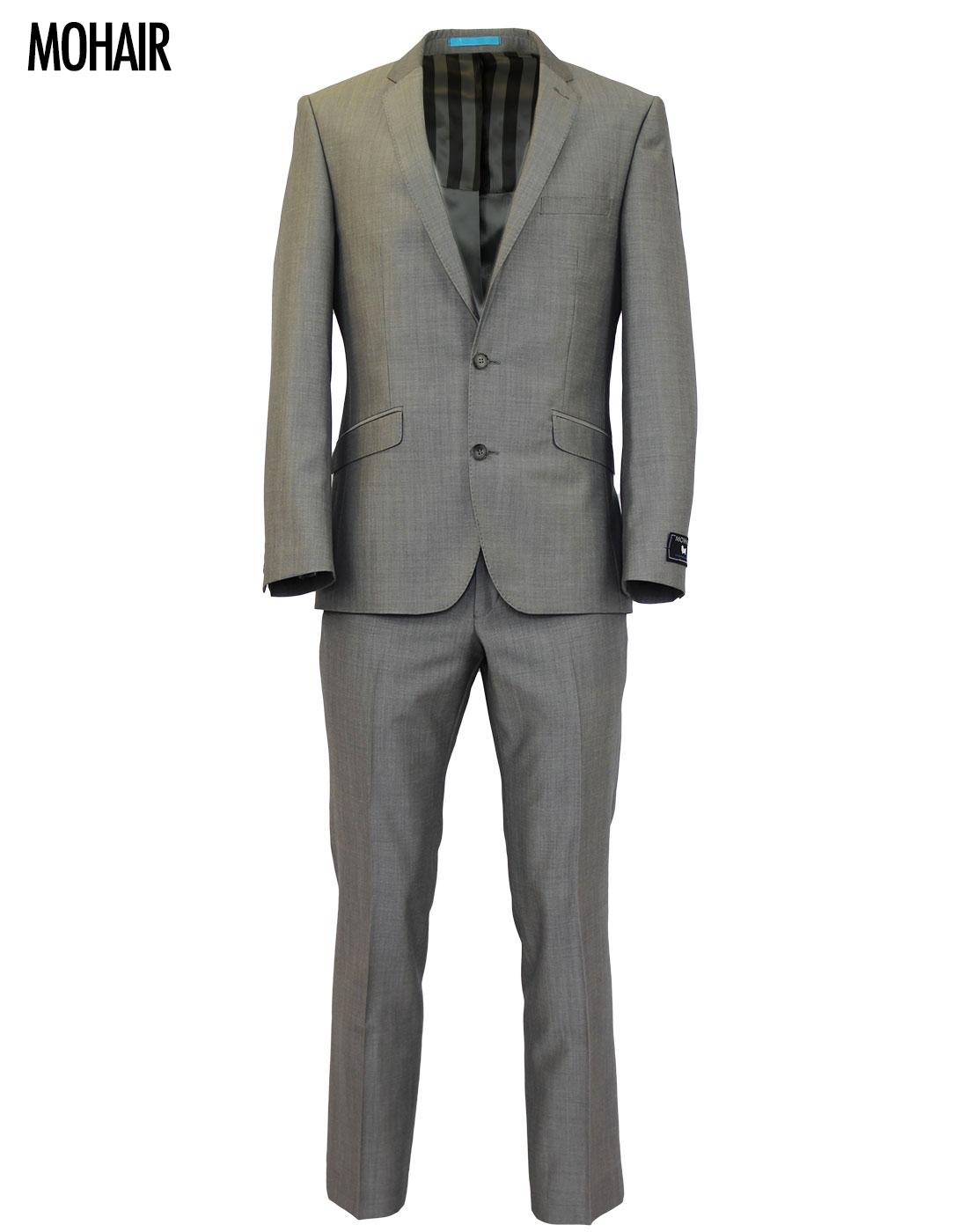 Retro 60s Mod Mohair Blend 2 Button Suit in Silver