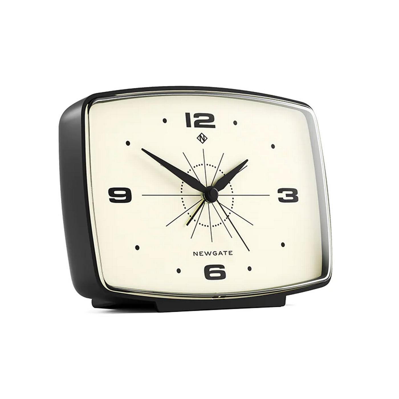 Newgate Clocks Brooklyn Silent Sweep Retro Alarm Clock Black