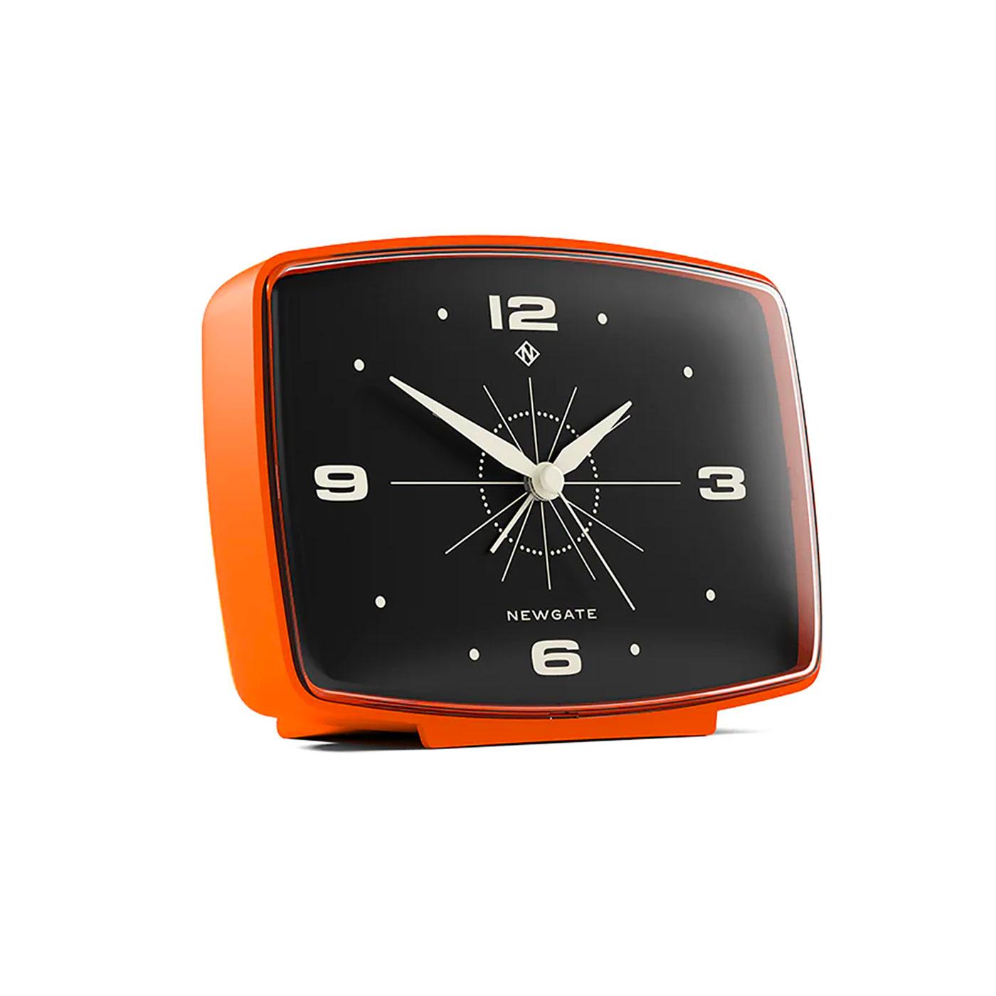 Newgate Clocks Brooklyn Silent Sweep Retro Alarm Clock Orange