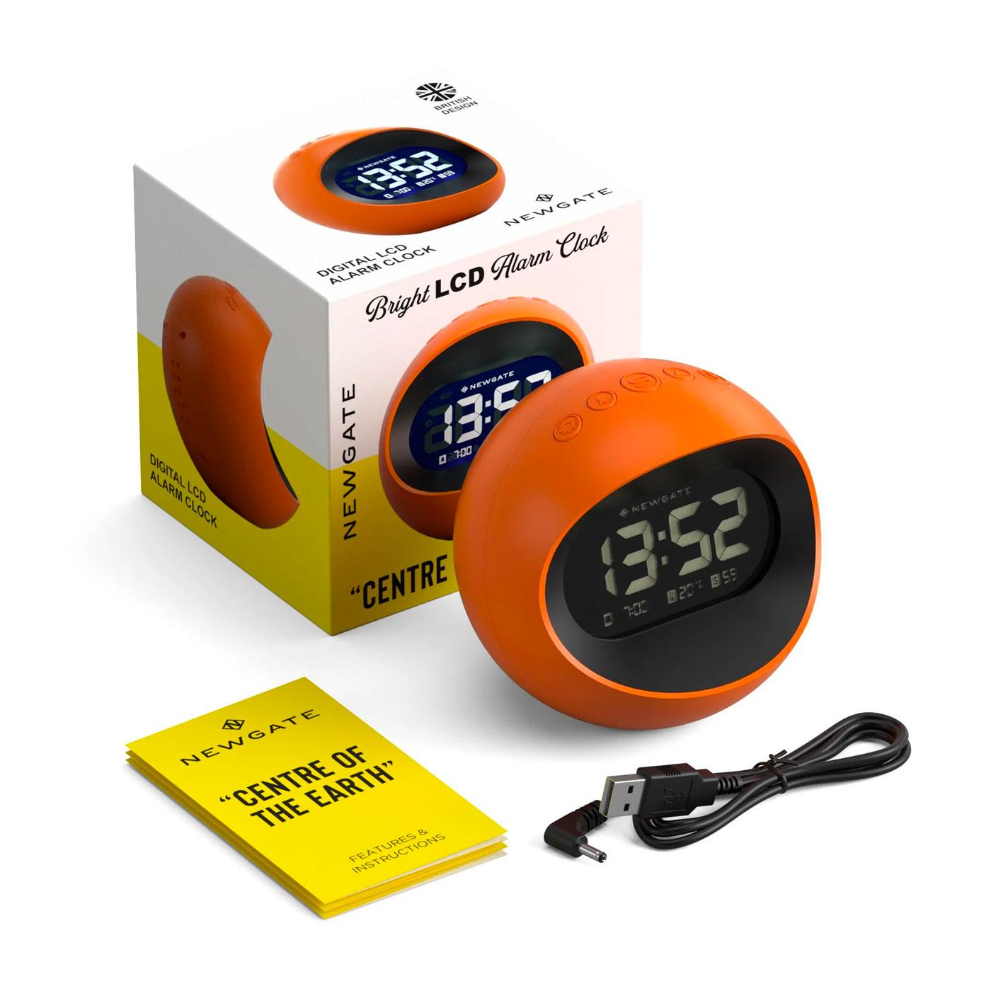 NEWGATE Centre of the Earth Retro Alarm Clock in Orange