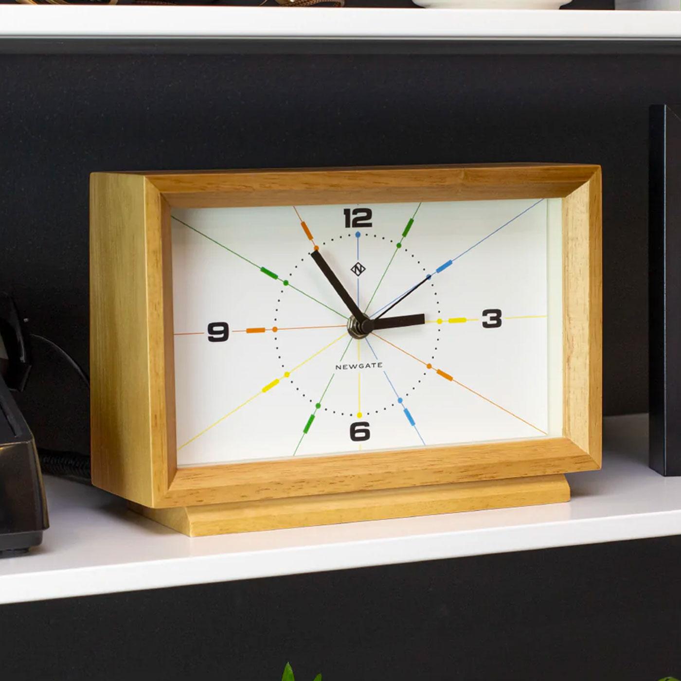 NEWGATE CLOCKS Hollywood Hills Retro 50s Mantel Clock in Oak