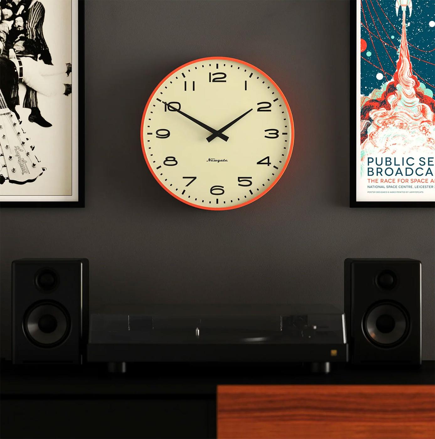 Newgate Clocks Retro 50s Radio City Metal Wall Clock Orange