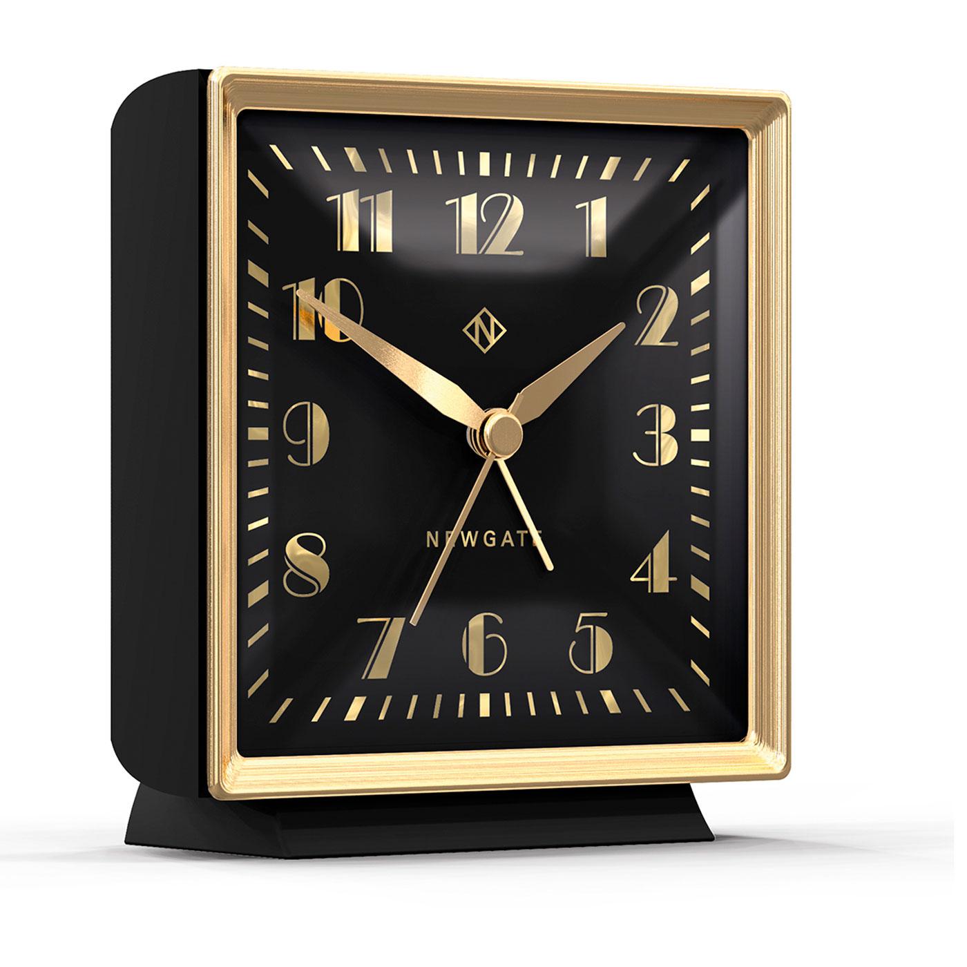 NEWGATE CLOCKS Skyscraper Retro Alarm Clock in Black & Brass