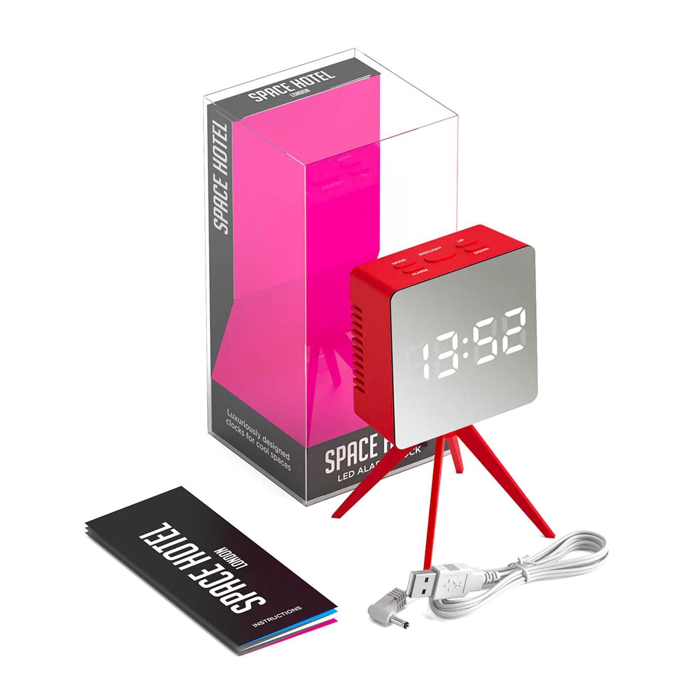SPACE HOTEL BY NEWGATE CLOCKS Droid Retro Alarm Clock in Red