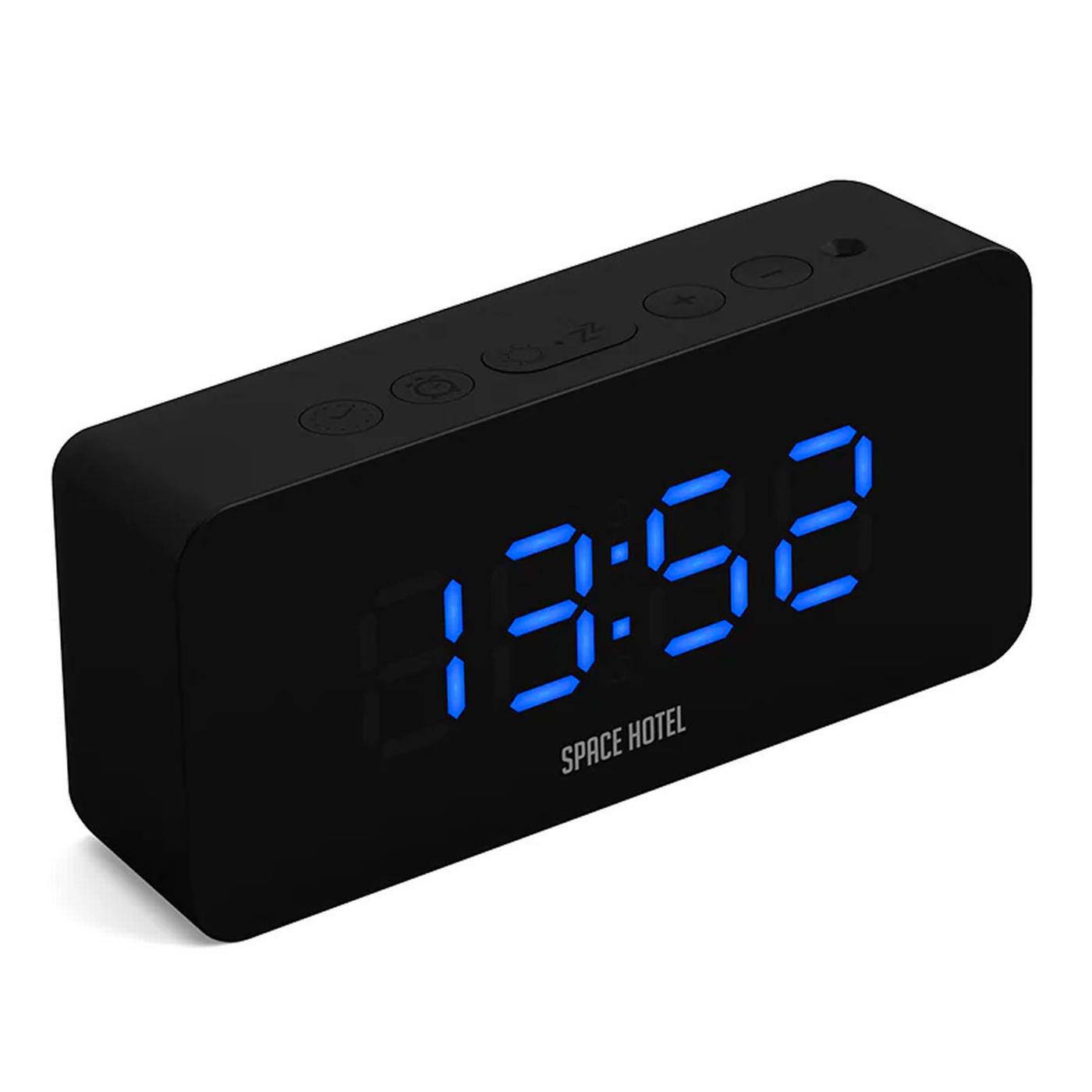 NEWGATE CLOCKS SPACE HOTEL Hypertron Alarm Clock in Black/Blue