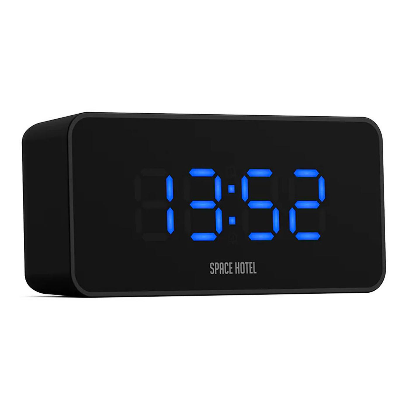 NEWGATE CLOCKS SPACE HOTEL Hypertron Alarm Clock in Black/Blue