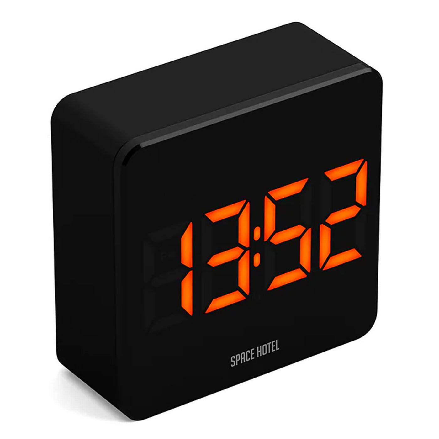 NEWGATE CLOCKS SPACE HOTEL Orbatron Alarm Clock in Black/Orange
