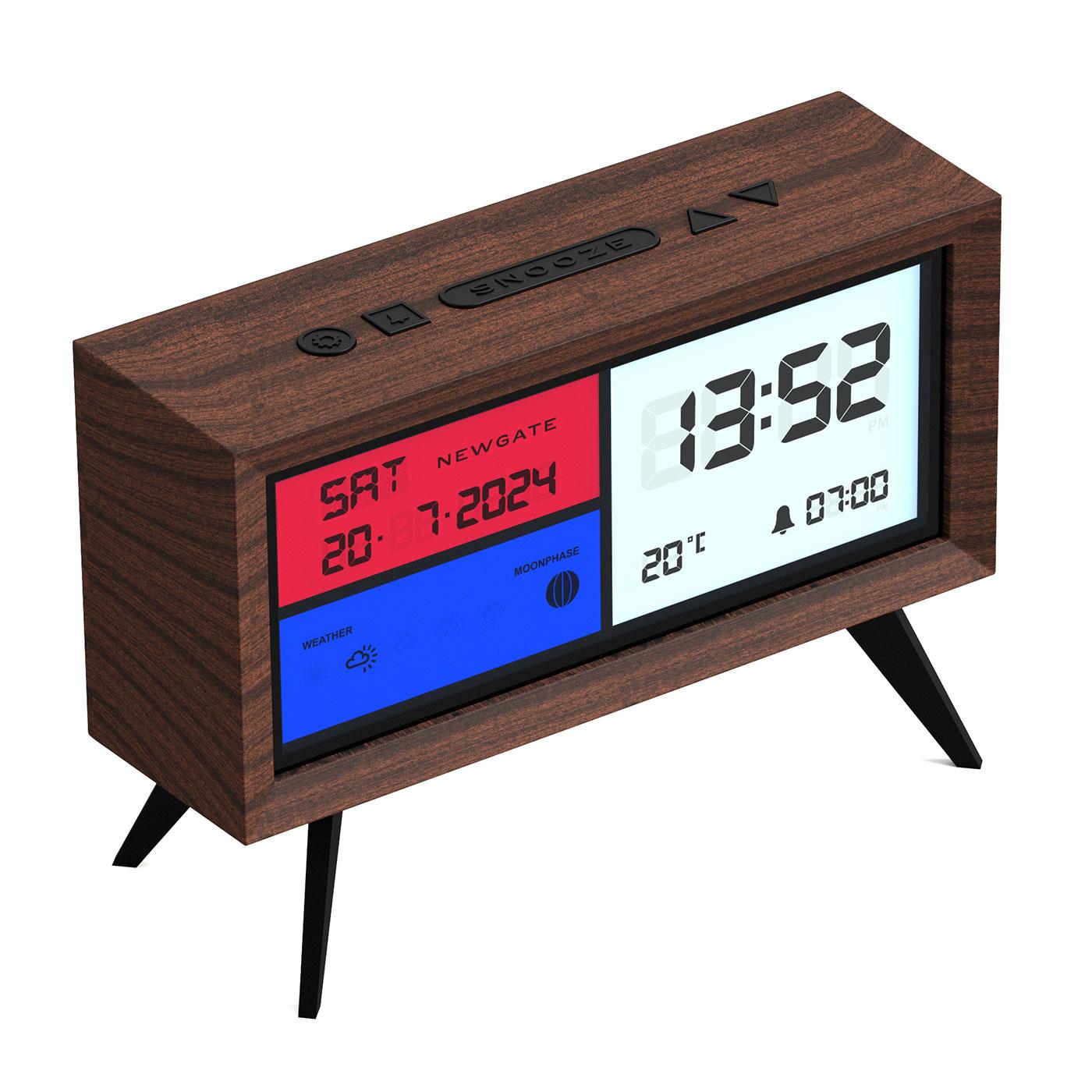Spectronoma NEWGATE Wood Effect LCD Alarm Clock