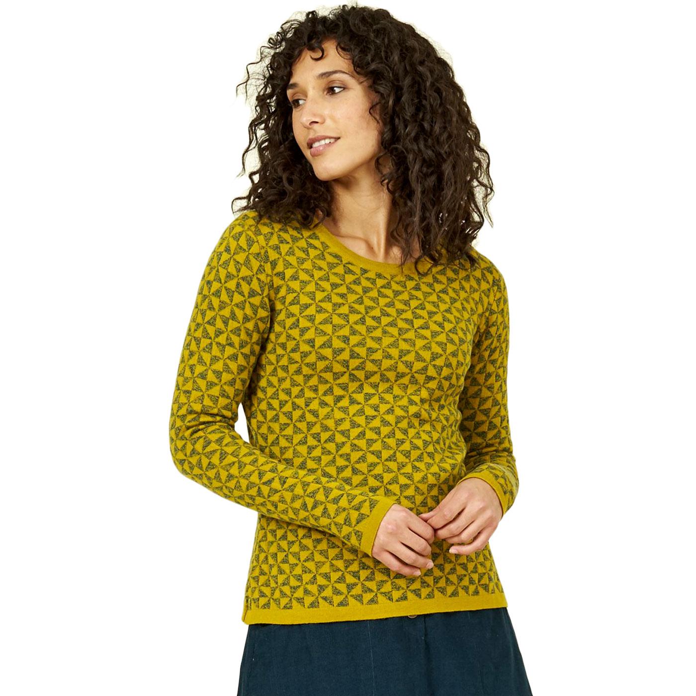 NOMADS Fitted Jacquard Kite Knit Jumper In Citron