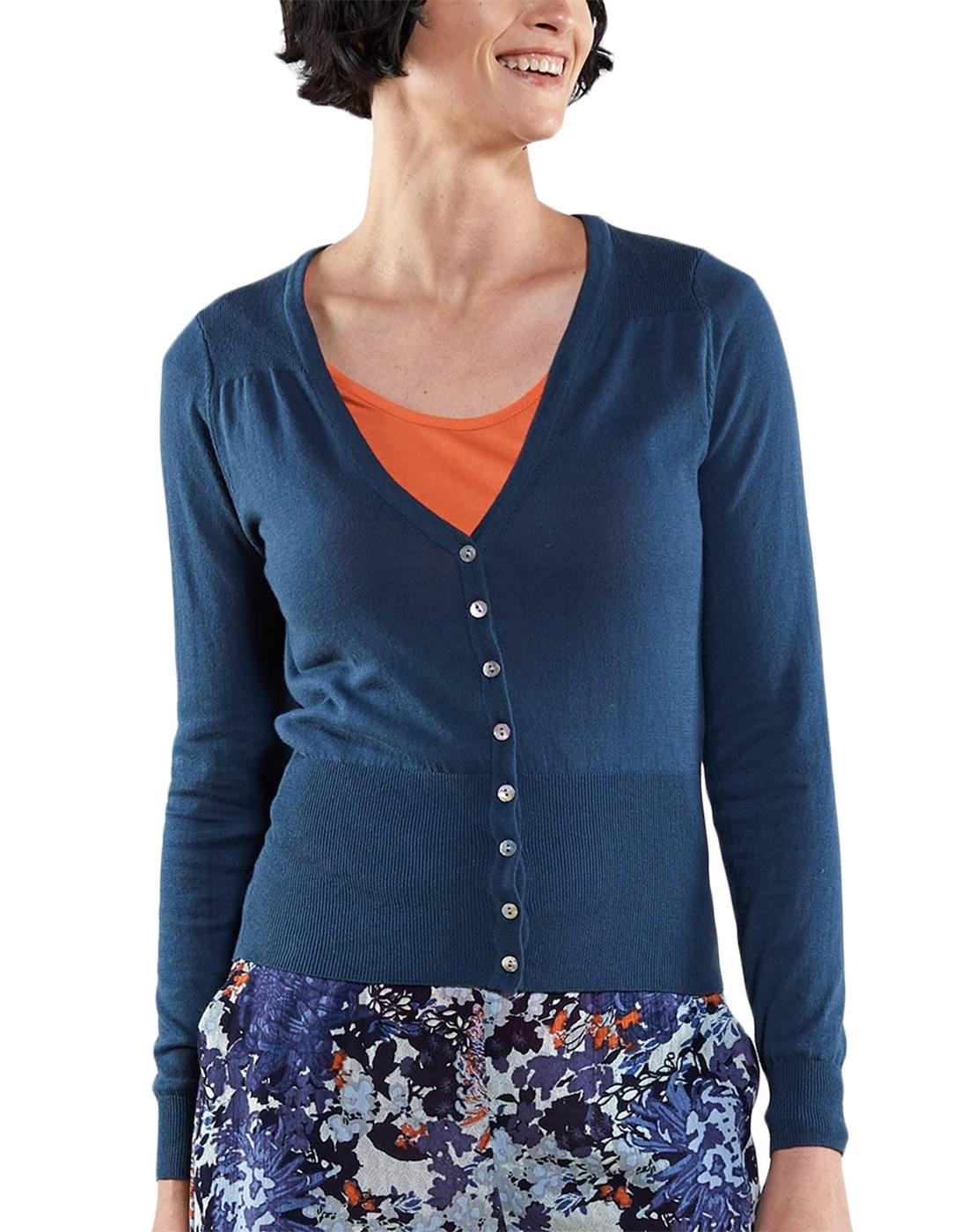 NOMADS Retro 50s Style Fitted Cardigan in Blue