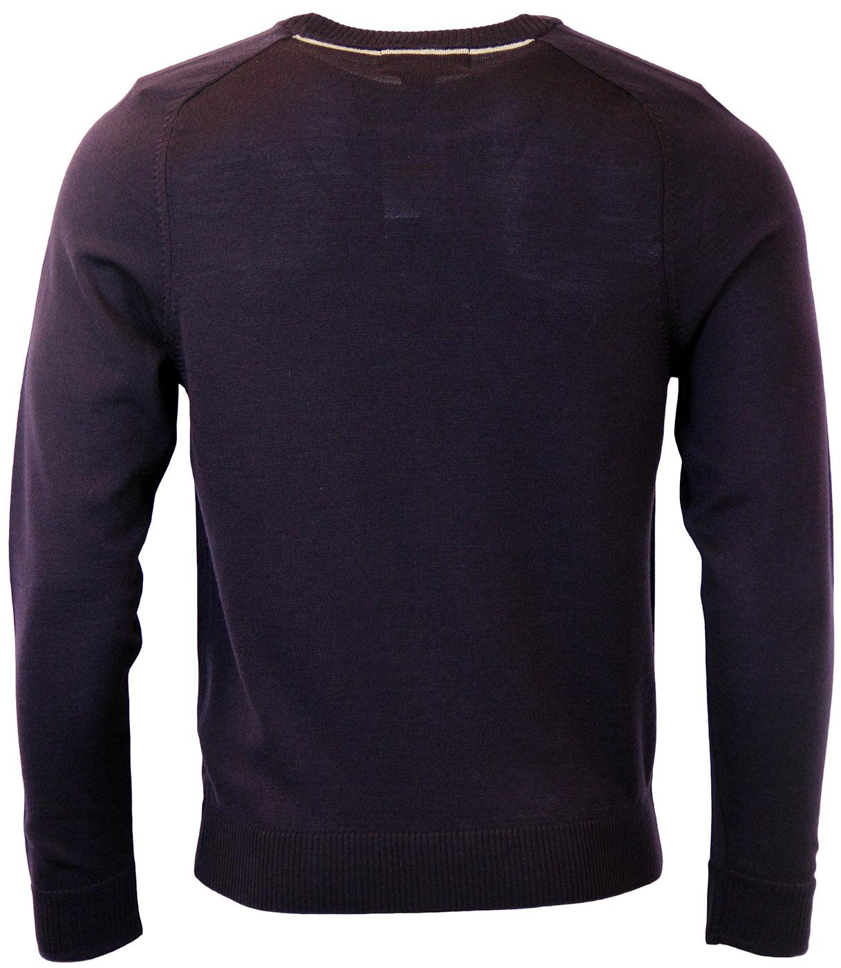 ORIGINAL PENGUIN Esquire Retro Mod Crew Neck Merino Jumper Plum