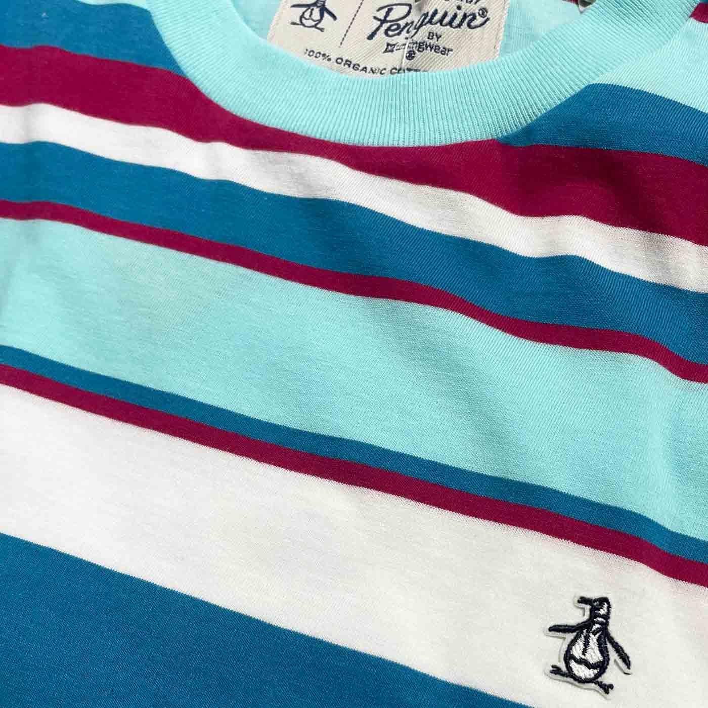 Original Penguin Retro Multi Stripe Tee Aruba Blue