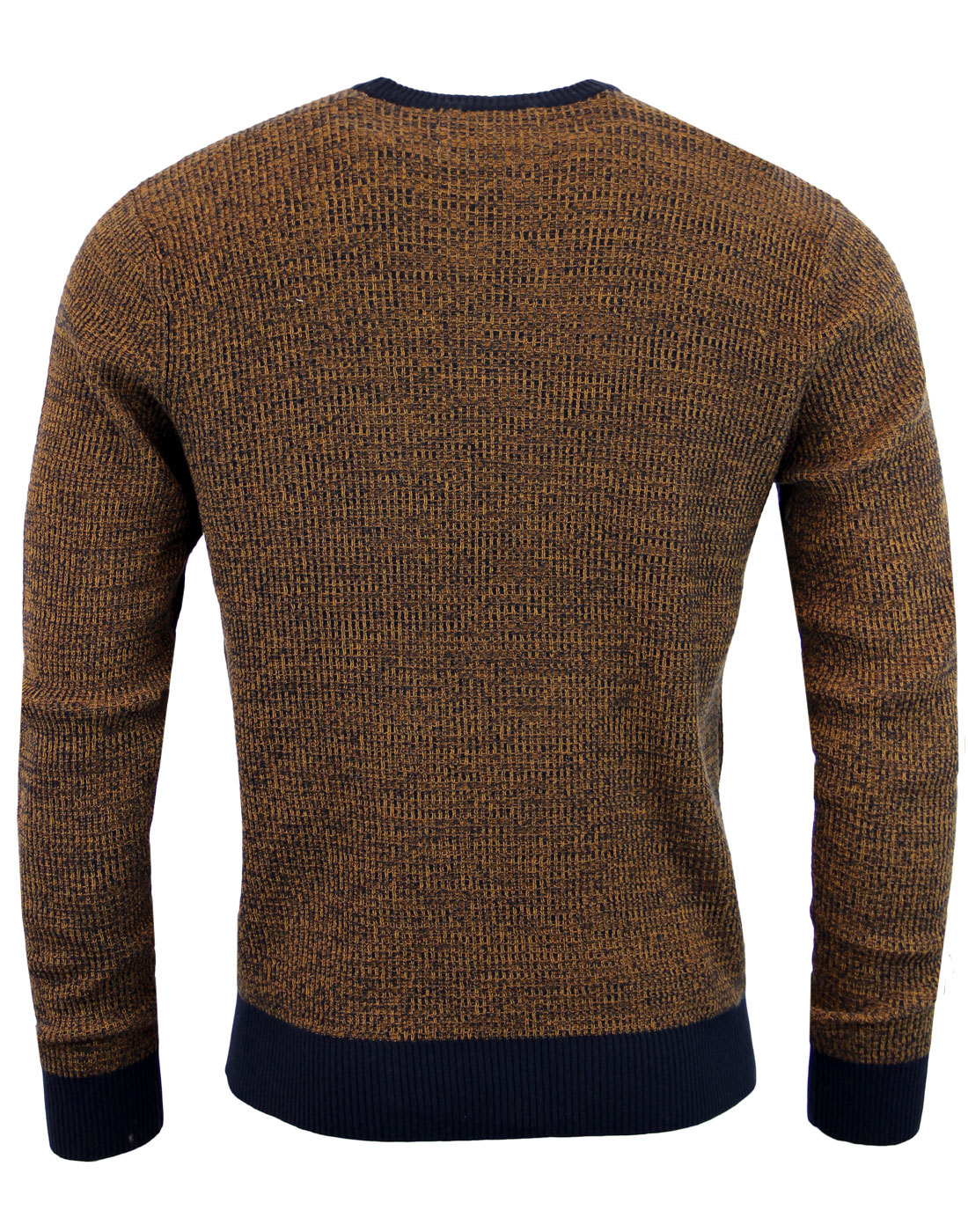 ORIGINAL PENGUIN Crew Neck Waffle Knit Jumper in Dark Sapphire