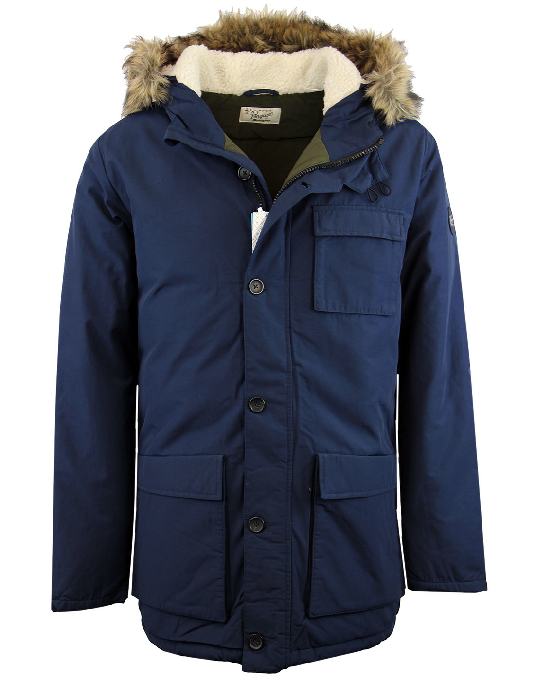 Hollister All Weather Parka Jacket Faux Fur Hood In Navy in Blue for Men