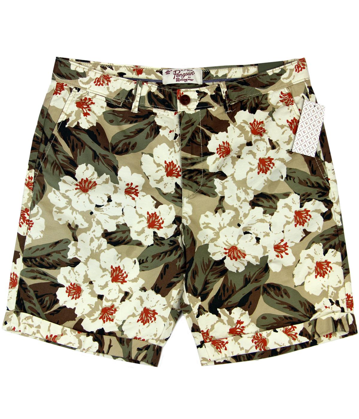 ORIGINAL PENGUIN Flora Retro Print Summer Shorts 