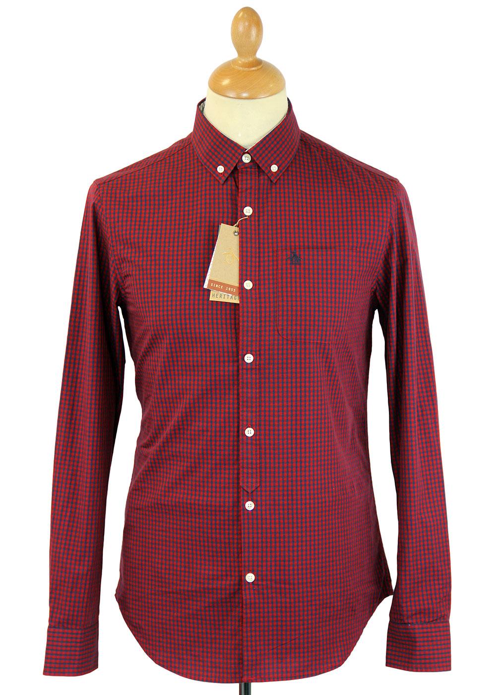 ORIGINAL PENGUIN Belan Retro Mod Essential Gingham Shirt Red