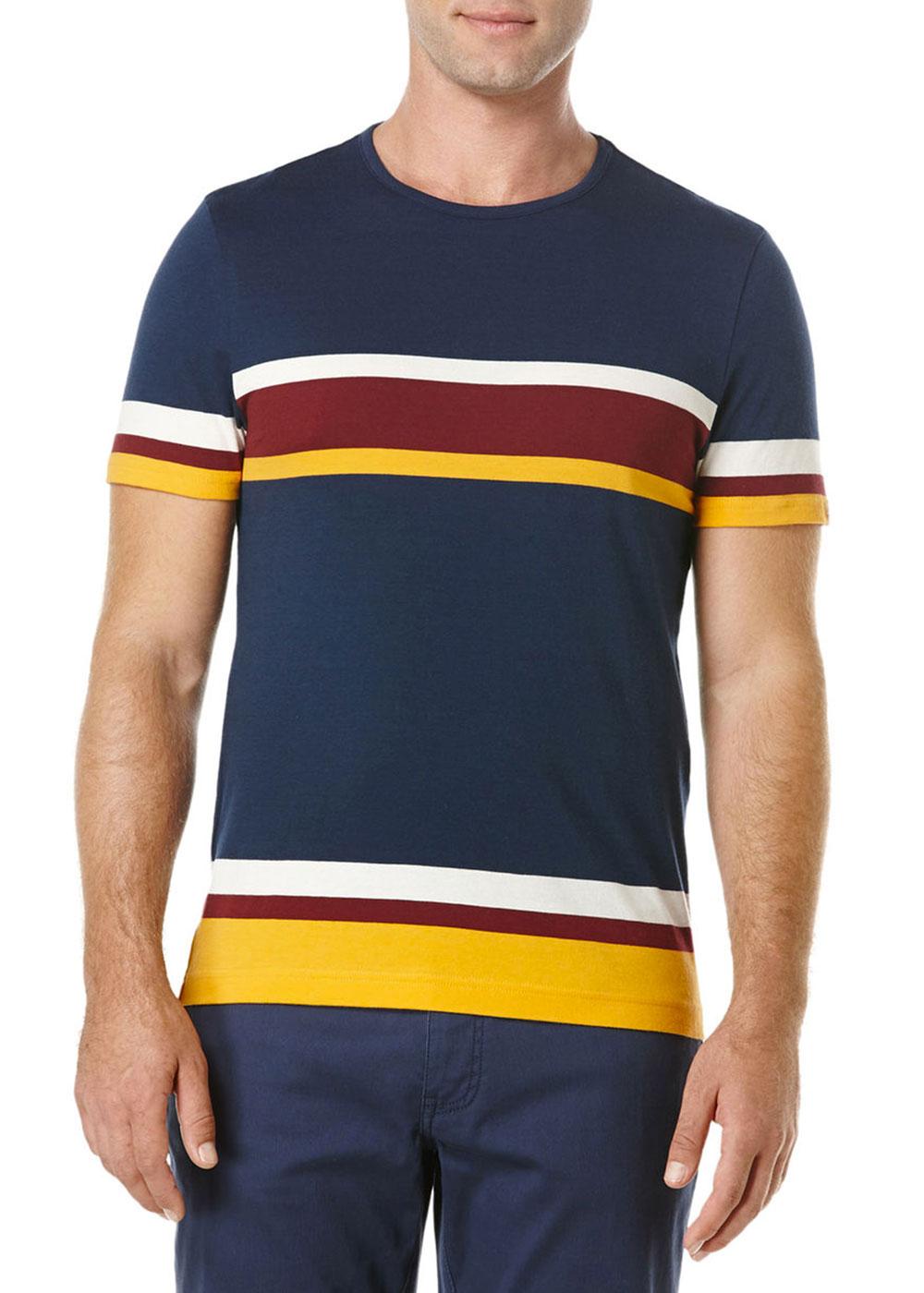 ORIGINAL PENGUIN Retro Mod Engineered Stripe T-Shirt Dress Blues