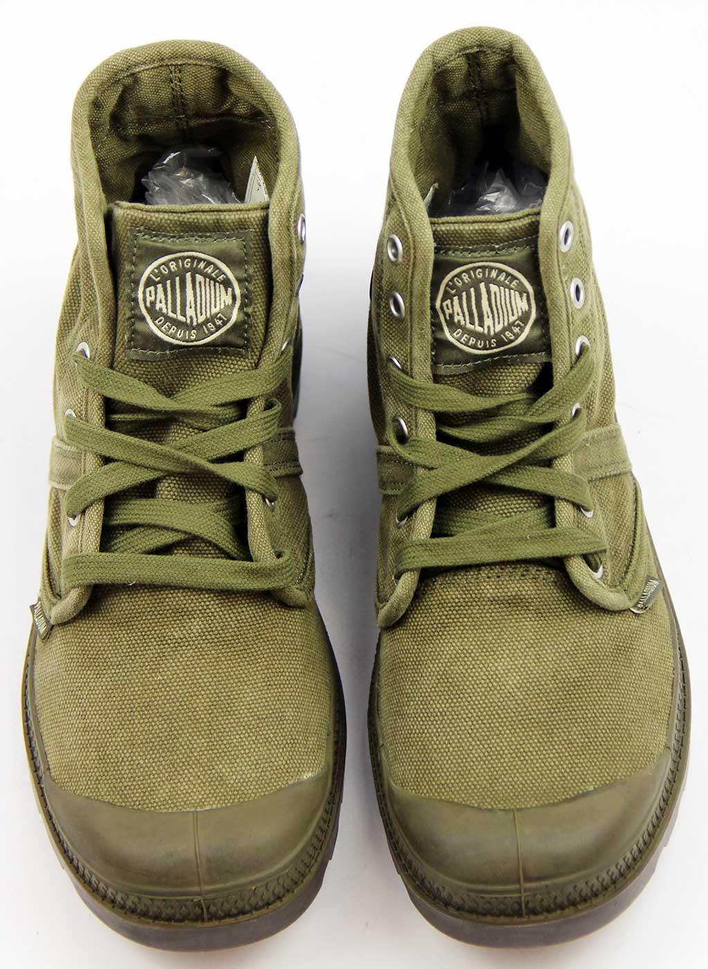 PALLADIUM Pallabrouse Boots Retro Enzyme Wash Trainers Olive