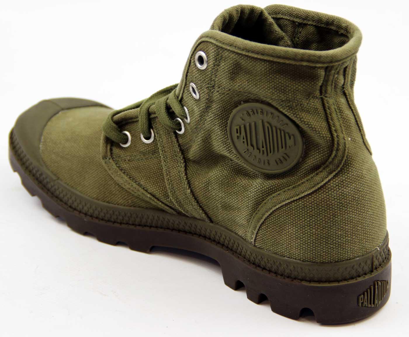 PALLADIUM Pallabrouse Boots Retro Enzyme Wash Trainers Olive