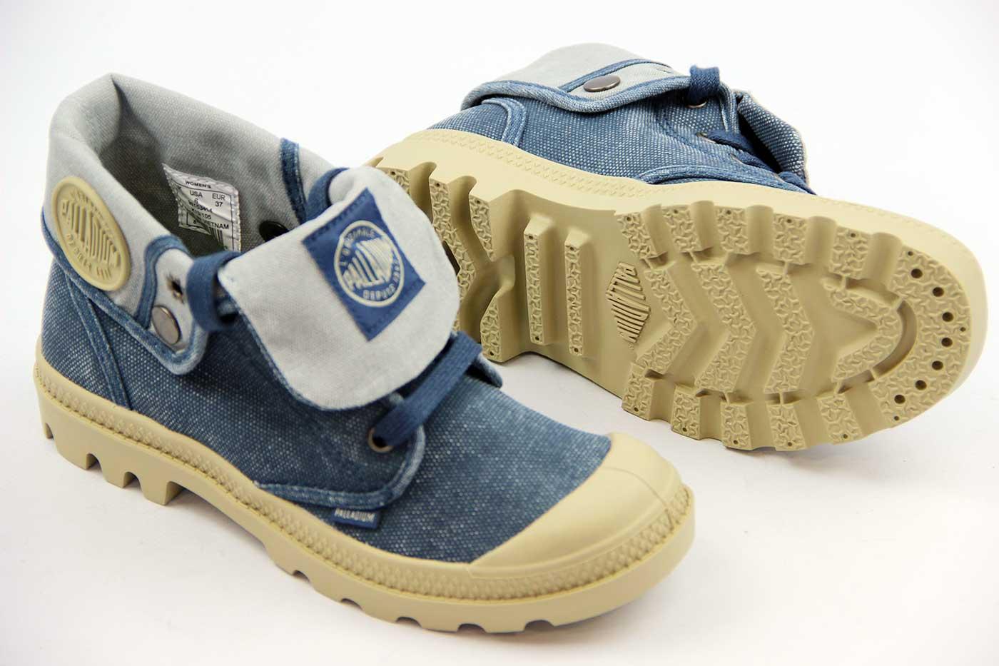 PALLADIUM Baggy Low Retro Indie Womens Canvas Boots Blue