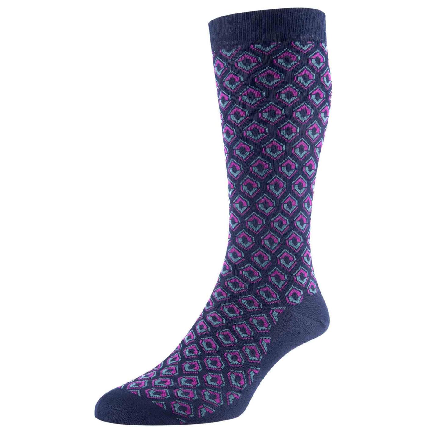 +Beckford Pantherella Mod 2 Colour Geometric Socks