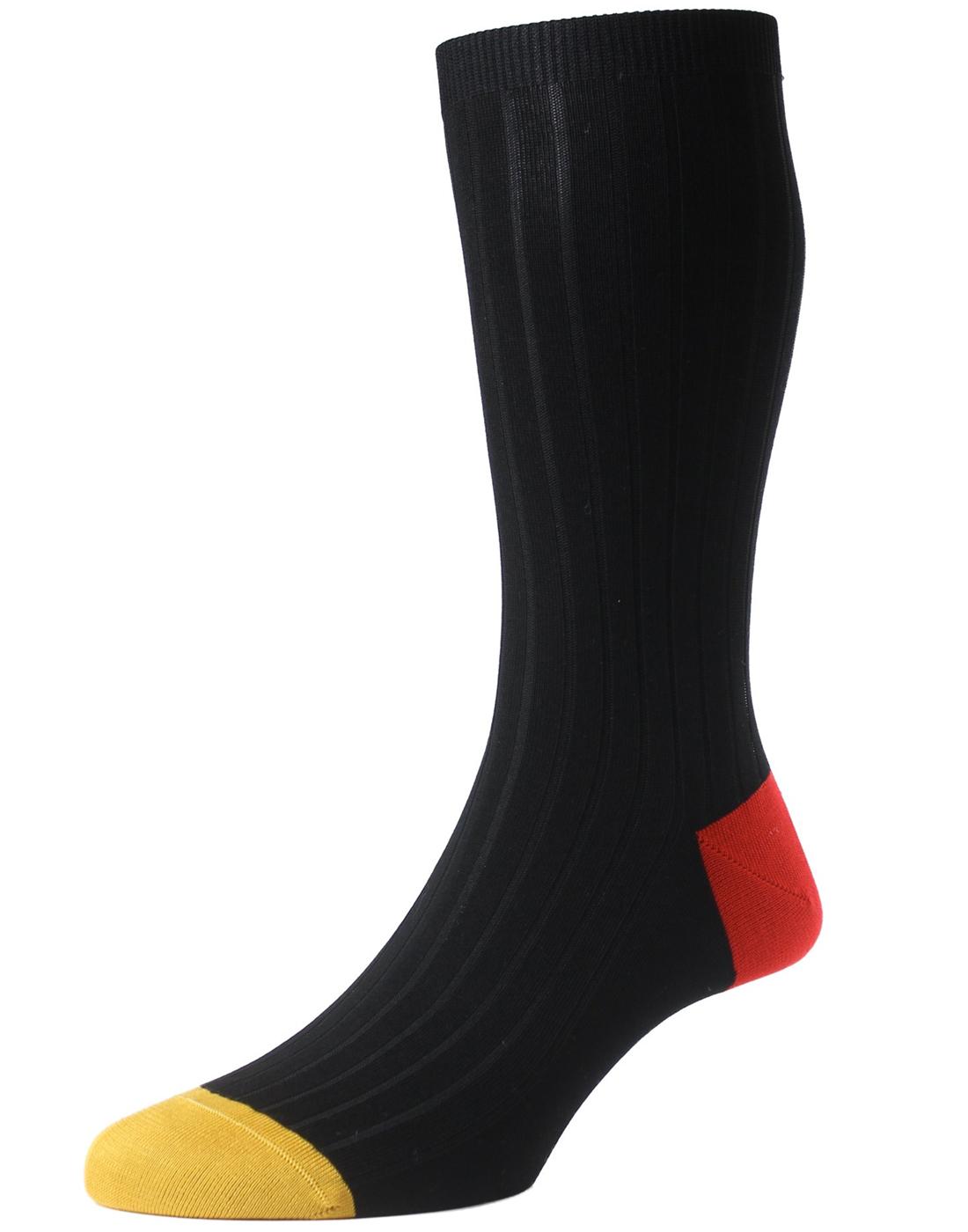 PANTHERELLA Portobello Retro Mod Colour Block Ribbed Socks Black