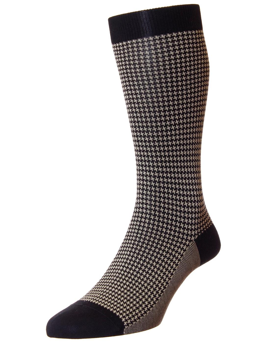 PANTHERELLA Hampstead Retro 1960s Mod Dogtooth Socks in Calico