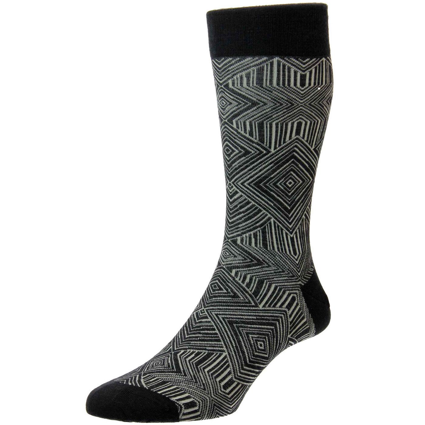 PANTHERELLA Glaser Op Art Made in England Socks in Black
