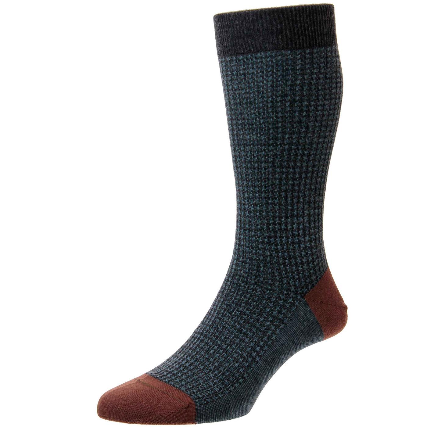 PANTHERELLA Hatherley Mod Houndstooth Socks in Charcoal